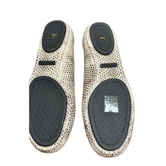 Tory Burch MINNIE TRAVEL BALLET STAMPED SNAKE LEATHER NWB Size 5 - Picture 10 of 12